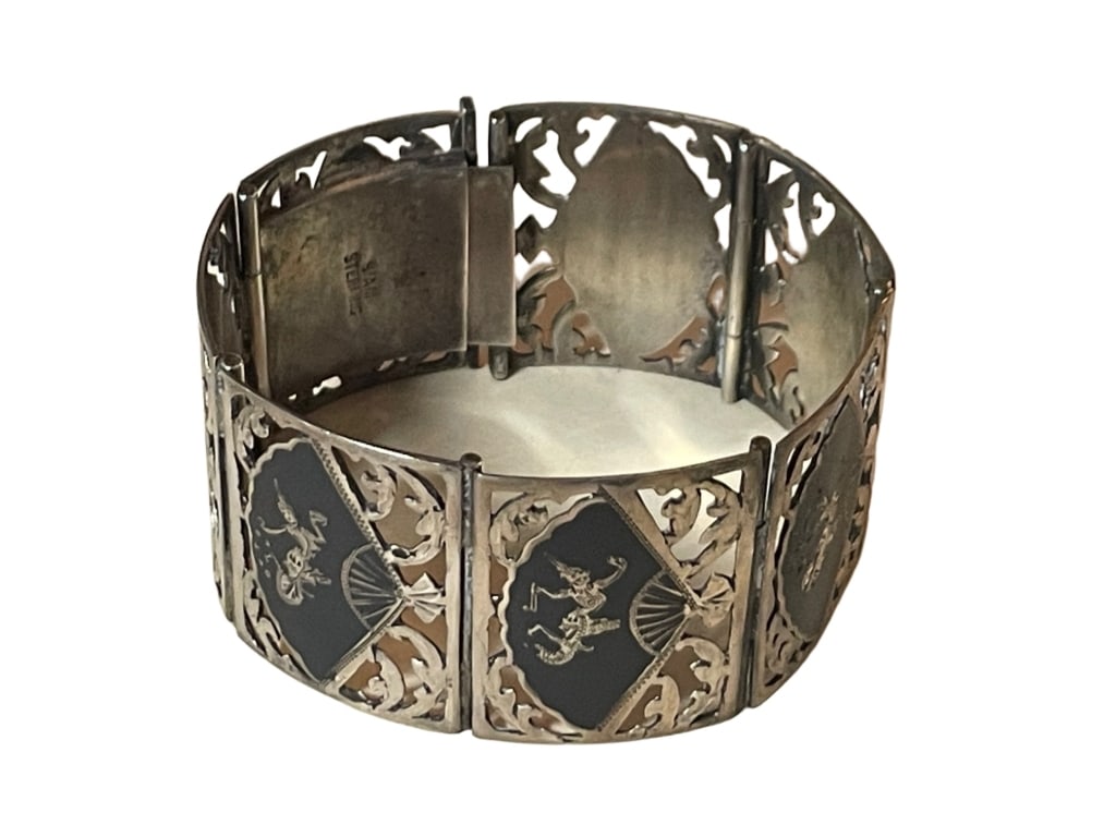 SIAM STERLING DAMASCENE TEMPLE DANCER BRACELET 6.5 (1 of 7)