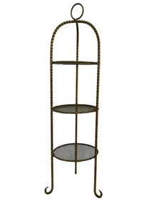 VTG GILT METAL TWISTED ROPE 3 TIER PLANT STAND 38"