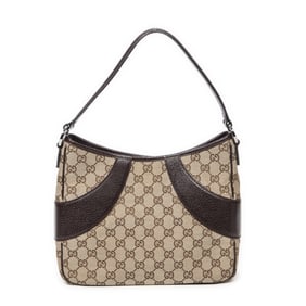 GUCCI JACQUARD HOBO CANVAS SHOULDER BAG
