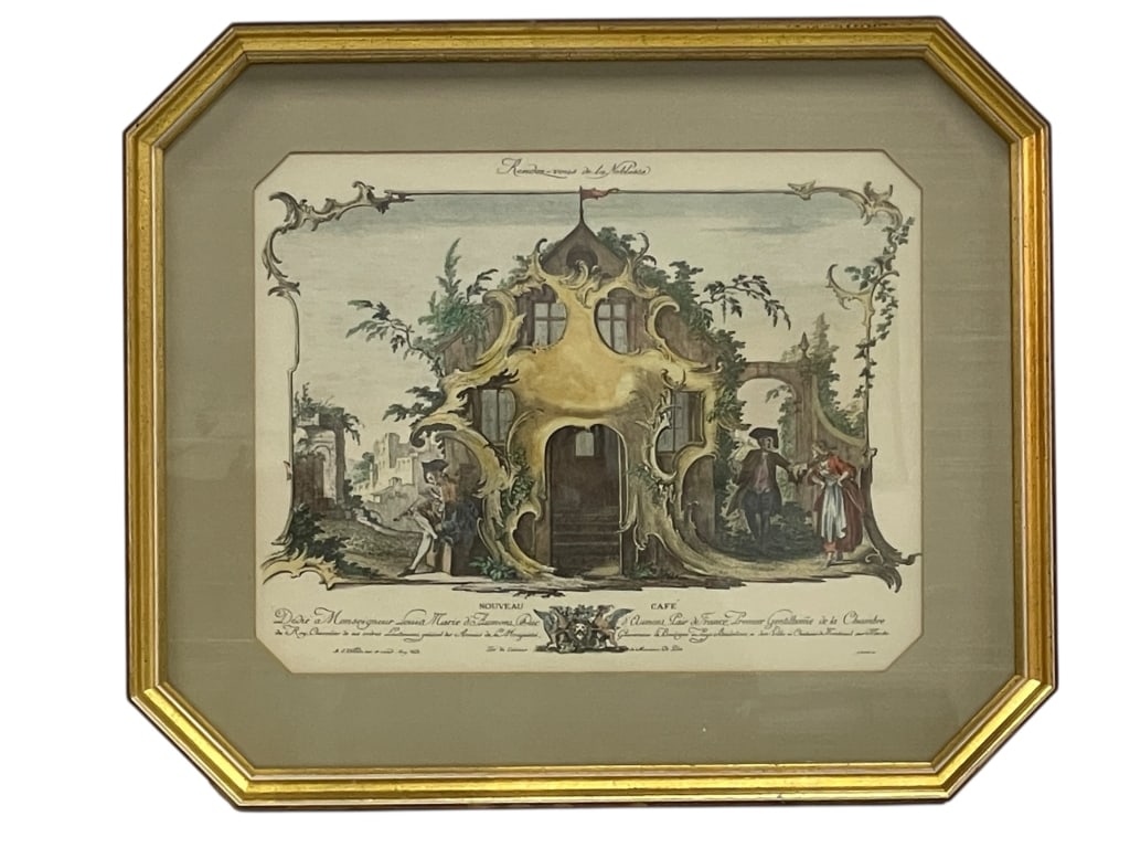 HANDCOLORED IMPORTED ROCOCO ENGRAVING (1 of 6)
