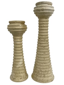 JARU TEXTURED CERAMIC RIBBED CANDLE HOLDERS