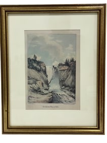 GERMAN LITHOGRAPH DIE KLEINEN WASSERFALLE 14"