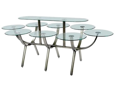 1980S GLASS & STEEL BANQUET TABLE BY D.I.A.