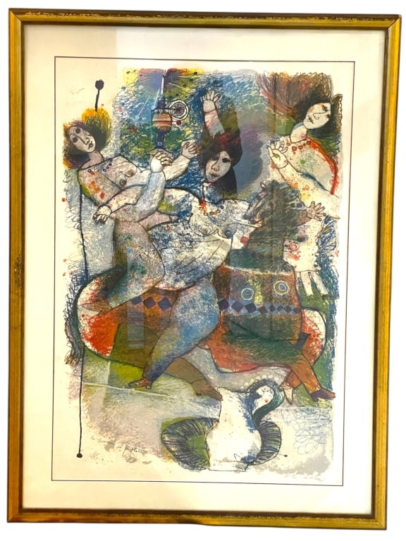 THEO TOBIASSE SIGNED FRAMED LITHOGRAPH  50.5" (1 of 6)