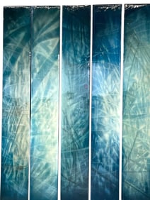 FIVE TALL COASTAL MODERN ABSTRACT ART PANELS  84"