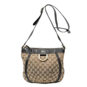 GUCCI D RING MESSENGER BEIGE/DARK BROWN GG
