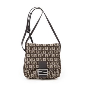 FENDI SMALL FLAP CROSSBODY BEIGE/DARK BROWN