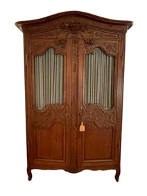 18C. ANTIQUE FRENCH CARVED ARMOIRE FLORAL  95"