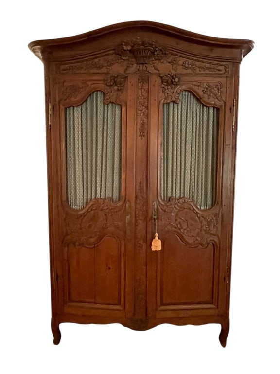 18C. ANTIQUE FRENCH CARVED ARMOIRE FLORAL  95" (1 of 11)