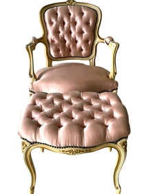 VINTAGE LOUIS XV STYLE FAUTEUIL & OTTOMAN SET