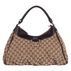GUCCI D-RING HOBO LARGE BEIGE MONOGRAMMED
