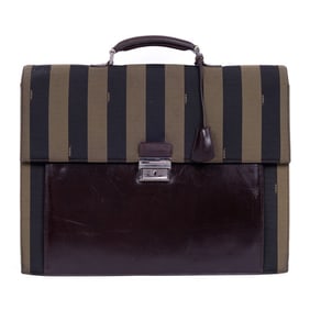 FENDI VINTAGE BRIEFCASE BROWN/BLACK PEQUINS