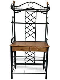 METAL & WOOD BAKER’S RACK WITH TWO DRAWERS 74"