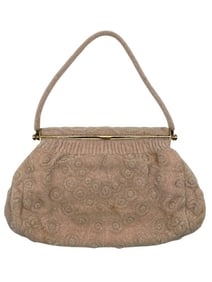 MORABITO PARIS VINTAGE BLUSH BEADED EVENING BAG