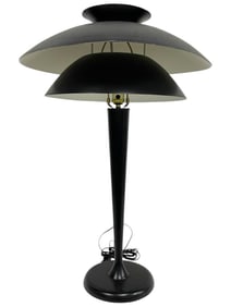 1950'S MID-CENTURY MODERN BLACK METAL TABLE LAMP