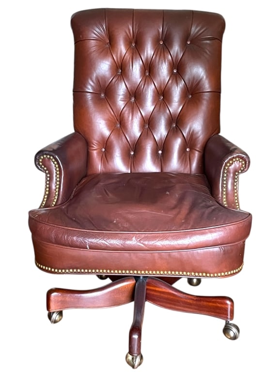 SCULLY & SCULLY LEATHER EXECUTIVE SWIVEL CHAIR (1 of 8)