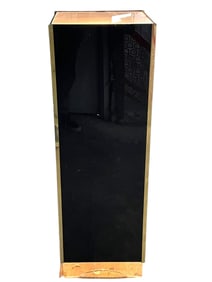 BLACK LACQUER & BRASS LIT PEDESTAL LAMP 36"