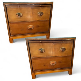 PAIR OF HICKORY YEW WOOD NIGHTSTANDS  25"