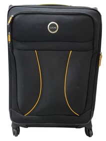 LUCAS BLACK ROLLING SUITCASE WITH YELLOW ACCENTS