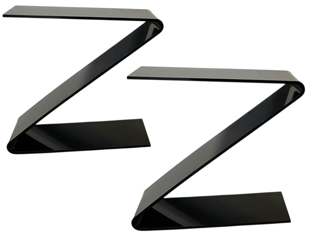 MODERN LUCITE Z-SHAPED SIDE TABLES 23" (1 of 7)