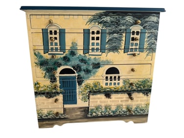HAND-PAINTED HOUSE FRONT JEWELRY CHEST