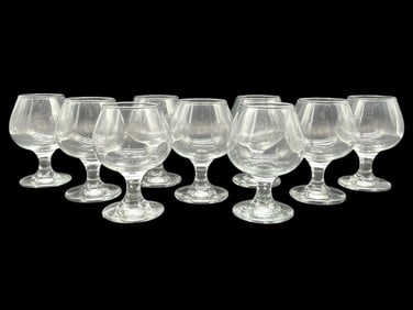 9 LIBBEY EMBASSY GLASS BRANDY SNIFTERS 4"