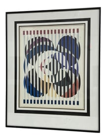 YAACOV AGAM FRAMED LITHOGRAPH 30.5"