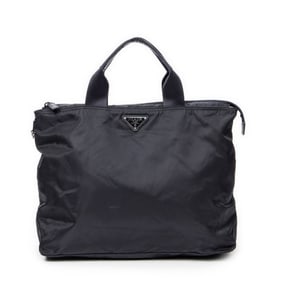 PRADA CONVERTIBLE SQUARE ZIP TOTE NAVY NYLON