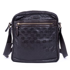 GUCCI FRONT ZIP MESSENGER  BLACK GUCCISSIMA