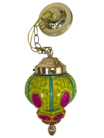 HAND-PAINTED HANGING LANTERN W GOLD ACCENTS 9"