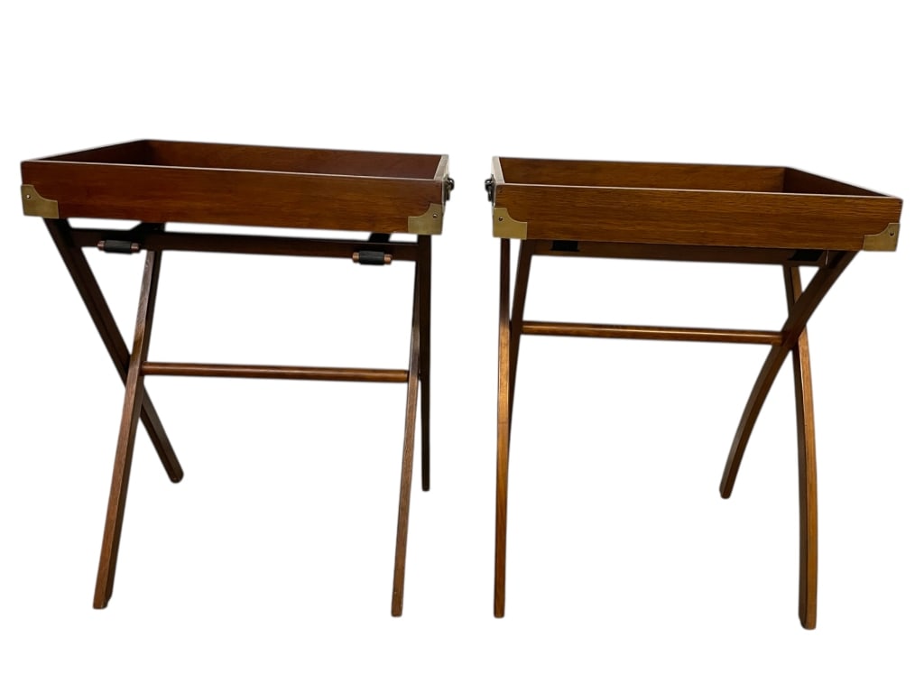 PAIR OF MID-CENTURY STYLE CAMPAIGN TRAY TABLES 30" (1 of 10)