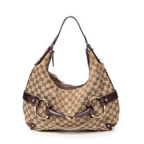 GUCCI HORSEBIT HOBO BEIGE/METALLIC PURPLE