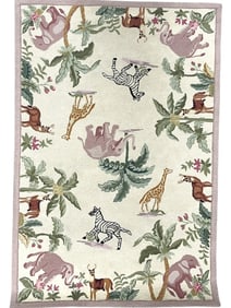 WOOL PILE HOOKED SAFARI ANIMAL RUG 5' 9"