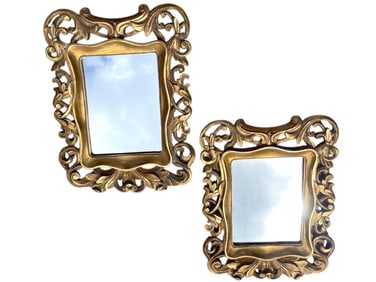 PAIR OF ROCOCO-STYLE GOLD ACCENT MIRRORS