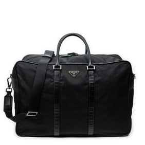 PRADA LARGE TRAVEL SOFT BOSTON BLACK NYLON CANVAS