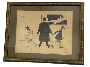 J. HERR SIGNED PRINT HUMOR ART 19.5"