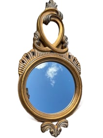 HOLLYWOOD REGENCY ORNATE OVAL MIRROR 42"