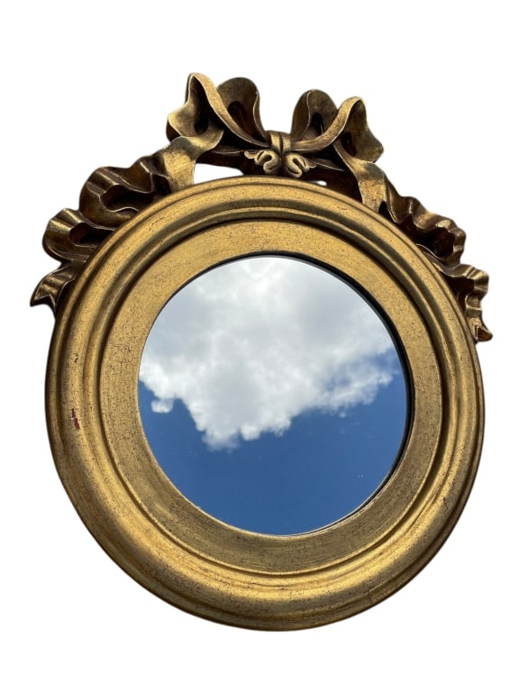 ROCOCO REVIVAL ROUND WALL MIRROR WITH BOW CREST (1 of 2)