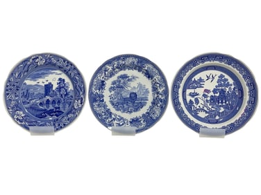 3 SPODE BLUE ROOM PLATES 10"