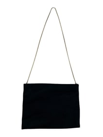 VINTAGE BLACK SILK EVENING BAG W GOLD-TONE CHAIN