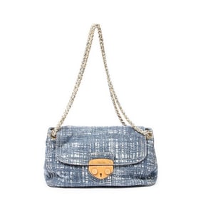 PRADA MEDIUM PUSH LOCK CHAIN FLAP TWEED