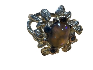 GORGEOUS ARTISAN OPAL STERLING SILVER BOLD RING 8