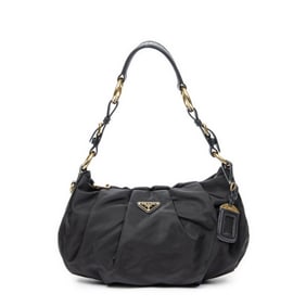PRADA PLEATED HOBO PLEATED NYLON CANVAS