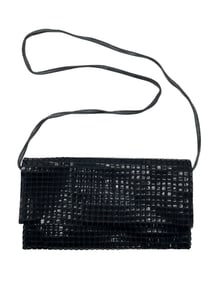 VINTAGE BLACK EVENING BAG WITH LONG STRAP
