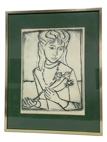 AMEN "FLOWERS IN BUD" 72/90 FRAMED ETCHING 29"