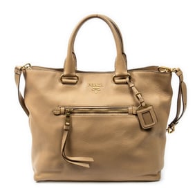 PRADA TALL SHOPPING TOTE  VITELLO DAINO LEATHER