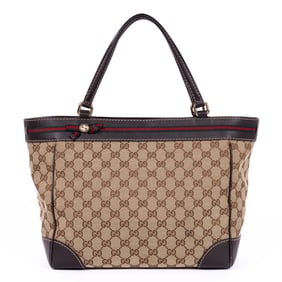 GUCCI MAYFAIR BOW TOTE  BEIGE/BROWN MONOGRAM