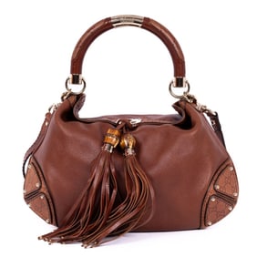 GUCCI MEDIUM BABOUSKA INDY TOP HANDLE  BROWN