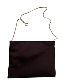 BROWN SATIN EVENING BAG W GOLD SNAKE CHAIN STRAP