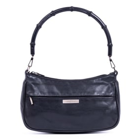 GUCCI VINTAGE BAMBOO MINI HOBO  BLACK SMOOTH